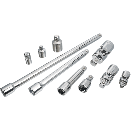 Juego de 10 piezas Craftsman de 1-4 pulgadas 3-8 pulgadas y 1-2 pulgadas adaptadores extensiones y junta universal