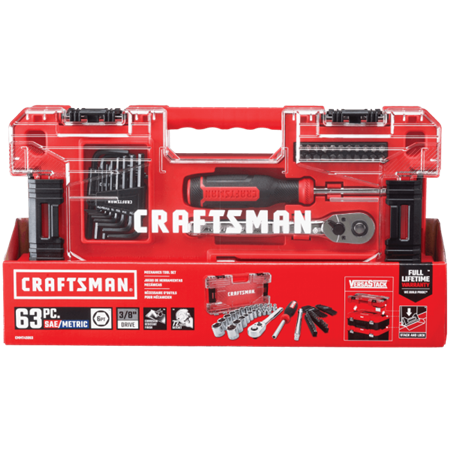 Juego de 63 piezas Craftsman de tubos 3-8 pulgadas y puntas destornillador