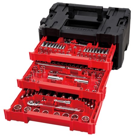 Set Maletín Craftsman 262 Piezas 1-4 pulgadas-3-8 pulgadas-1-2 pulgadas
